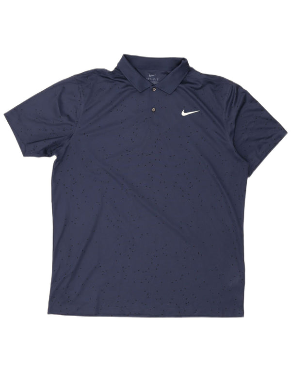 Nike Mens Dri Fit Standard Fit Polo Shirt Large Navy Blue Polyester