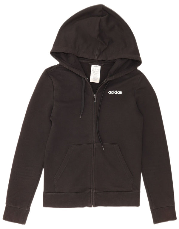 Damski sweter z kapturem i zamkiem błyskawicznym Adidas UK 4/6 XS Czarna bawełna