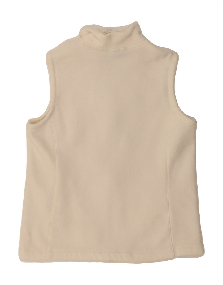 LANDS END Womens Fleece Gilet UK 10 Small Off White Polyester Vintage Lands End and Second-Hand Lands End from Messina Hembry 