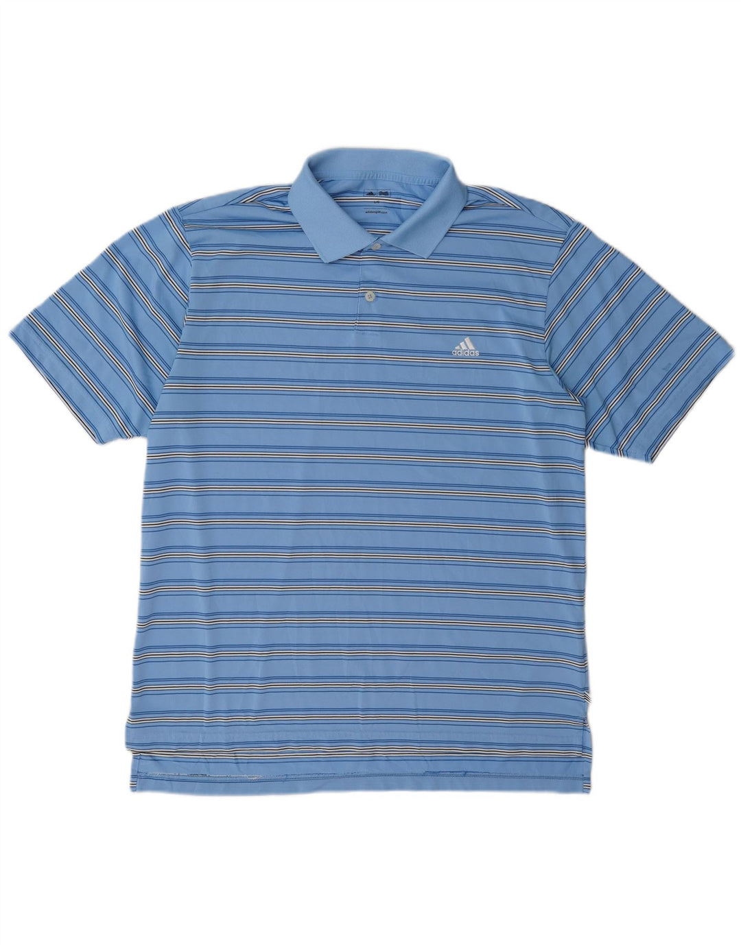 Męska koszulka polo Adidas, duża, niebieska, poliestrowa w paski