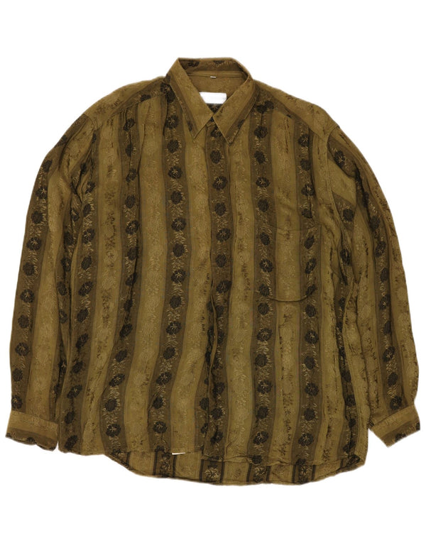 Koszula męska VINTAGE, duża, khaki, wiskoza w kwiaty