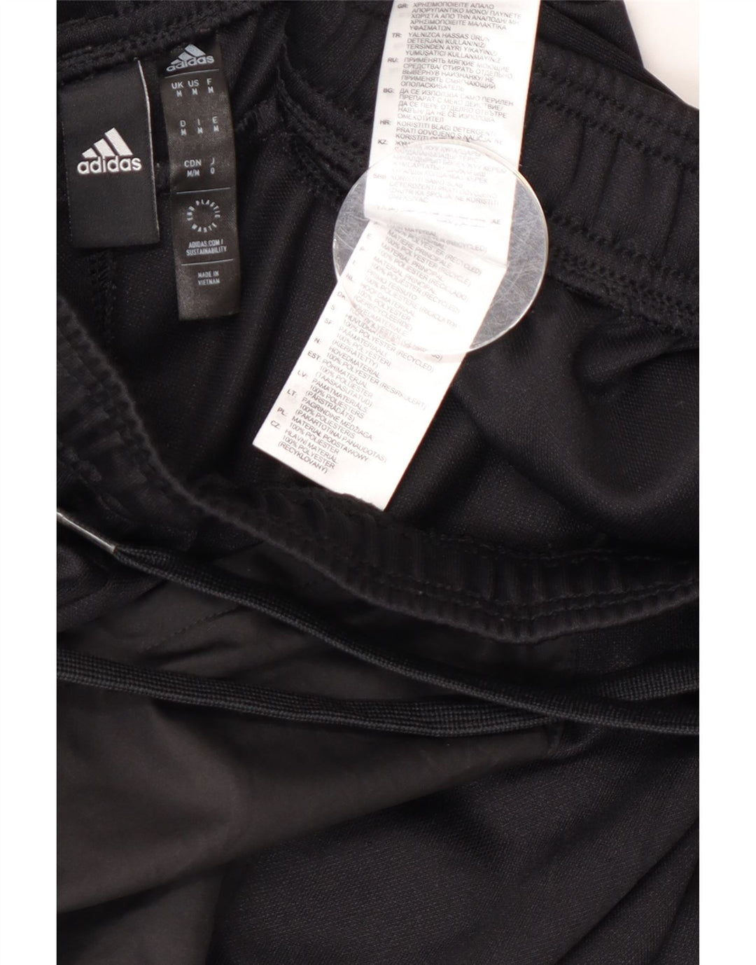 Męskie spodnie dresowe Adidas Aeroready, średni czarny poliester z blokami kolorów