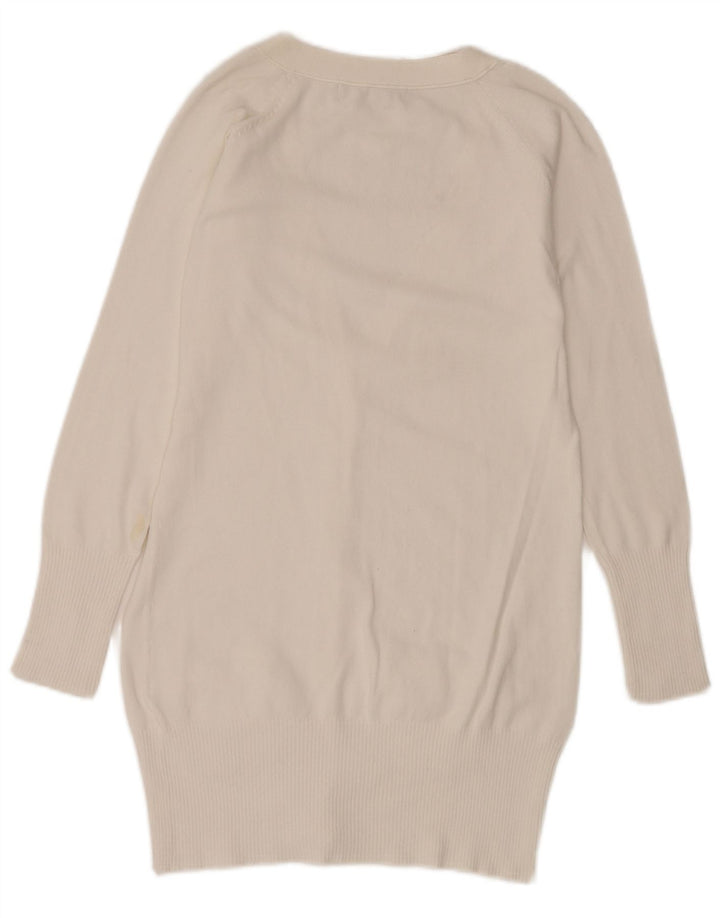 Damski sweter o przedłużonym fasonie Zara UK 12, średni biały bawełniany