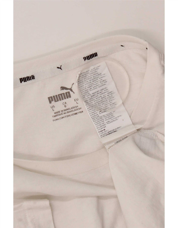Męska koszulka z grafiką Puma, duża, biała, bawełniana