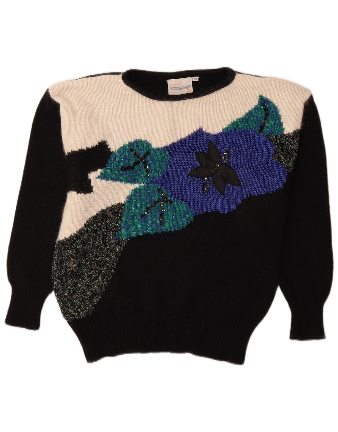 Damski sweter Nuova Moda z dekoltem w łódkę, kolor EU 40, średni czarny