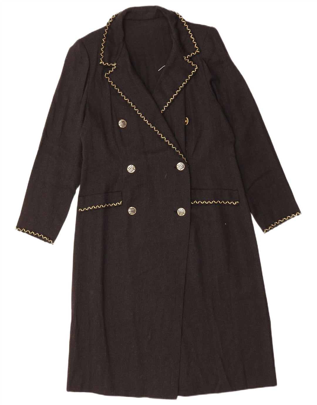VINTAGE Womens Overcoat UK 14 Medium Black