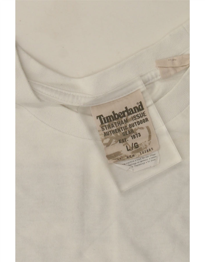 Męska koszulka z grafiką Timberland, duża, biała, bawełniana