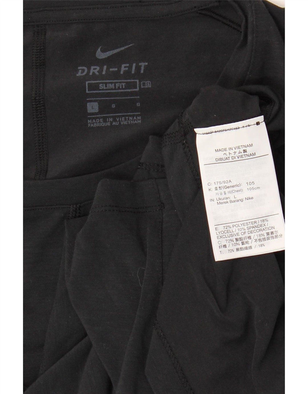 Męski T-shirt NIKE Dri Fit Slim Fit, duży, czarny poliester