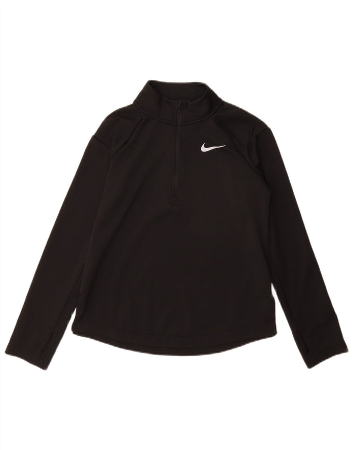 Dres dziewczęcy Nike Dri Fit z zamkiem błyskawicznym na szyi, 10-11 lat, średni czarny