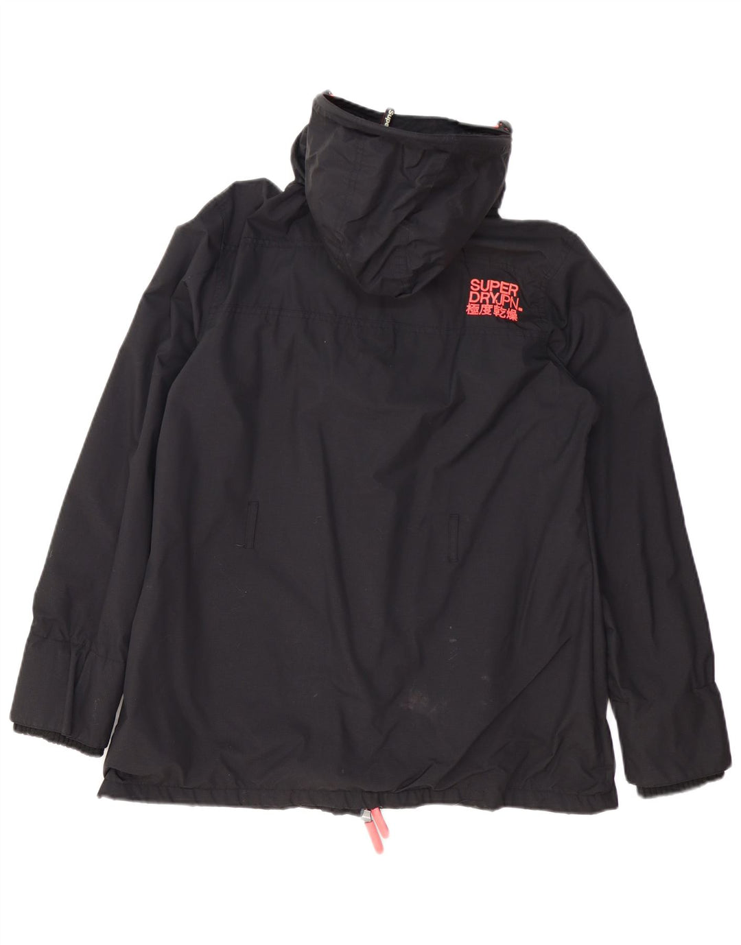Damska kurtka przeciwdeszczowa z kapturem Superdry The Windmac UK 18 XL, czarna, poliester