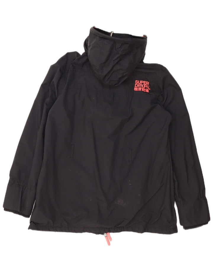 Damska kurtka przeciwdeszczowa z kapturem Superdry The Windmac UK 18 XL, czarna, poliester