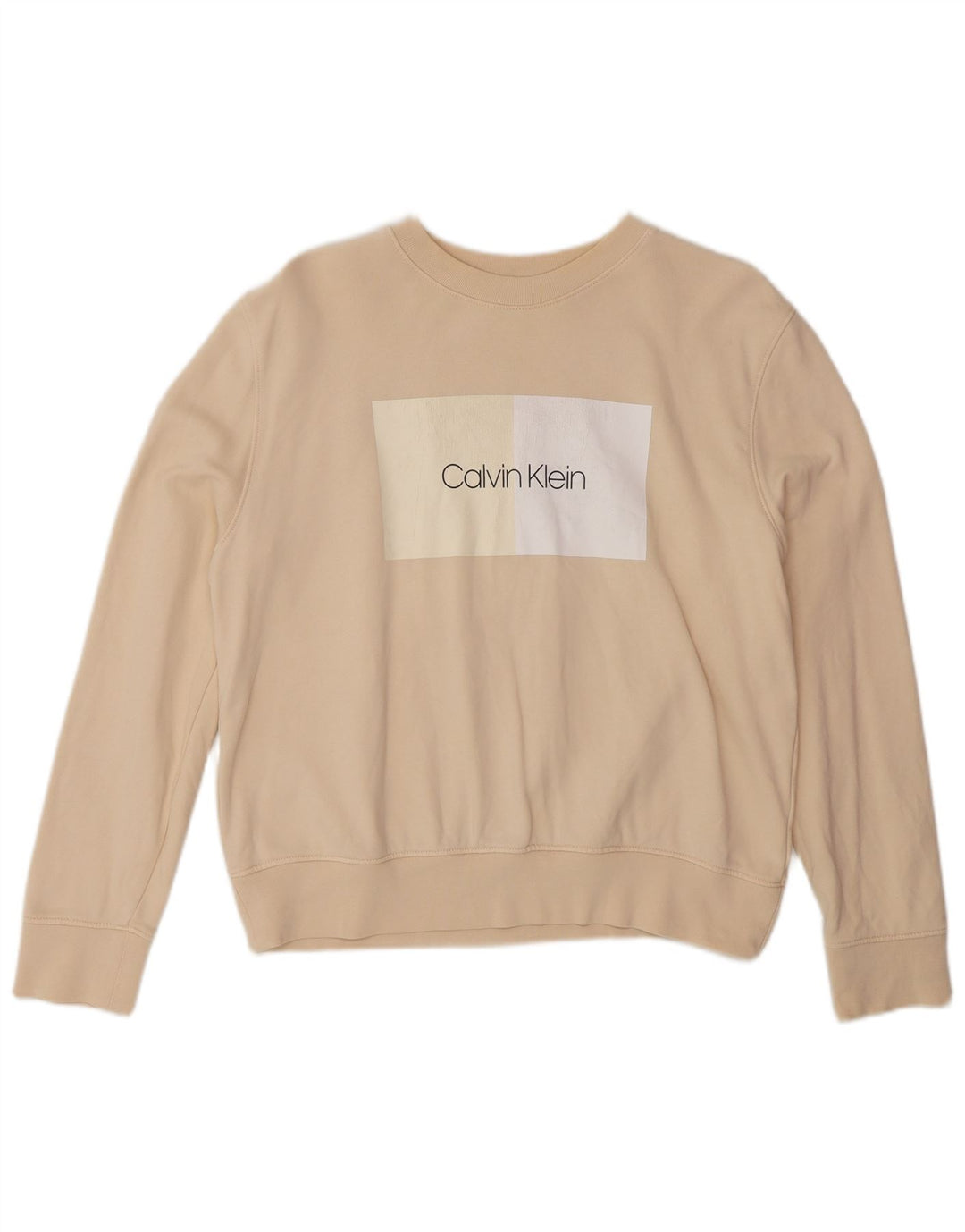 Damska bluza Calvin Klein Graphic Oversized Sweter UK 10 Small Beige