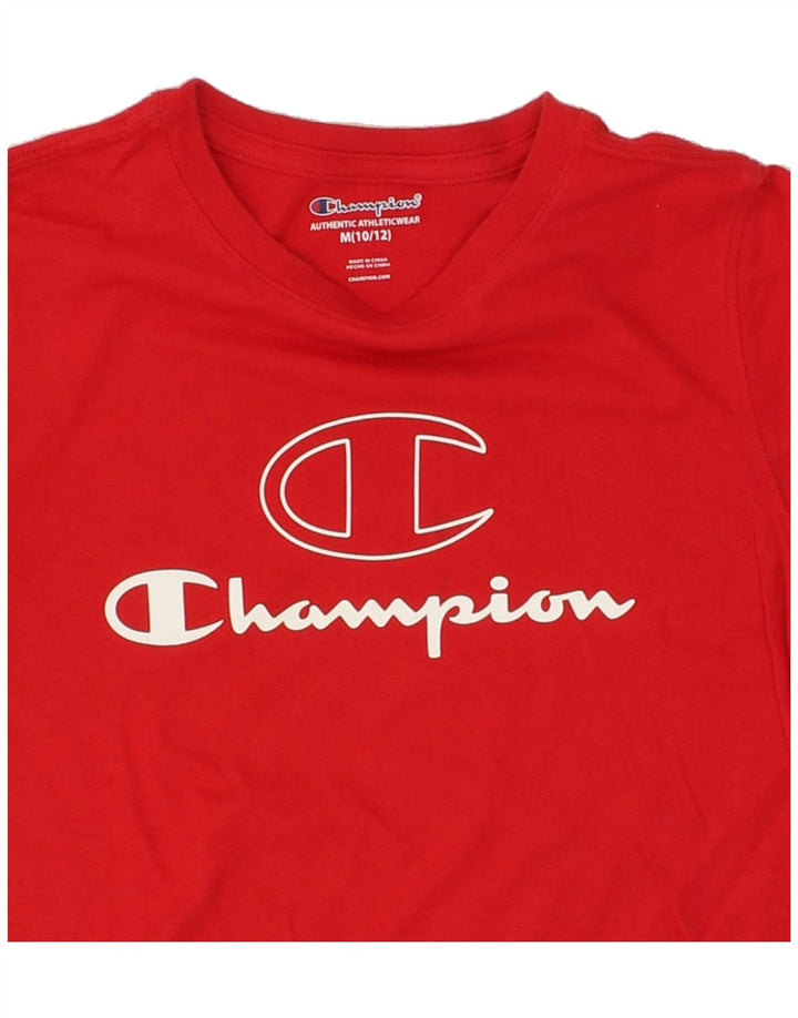 CHAMPION Boys Graphic T-Shirt Top 10-11 Years Medium Red Cotton Vintage Champion and Second-Hand Champion from Messina Hembry 