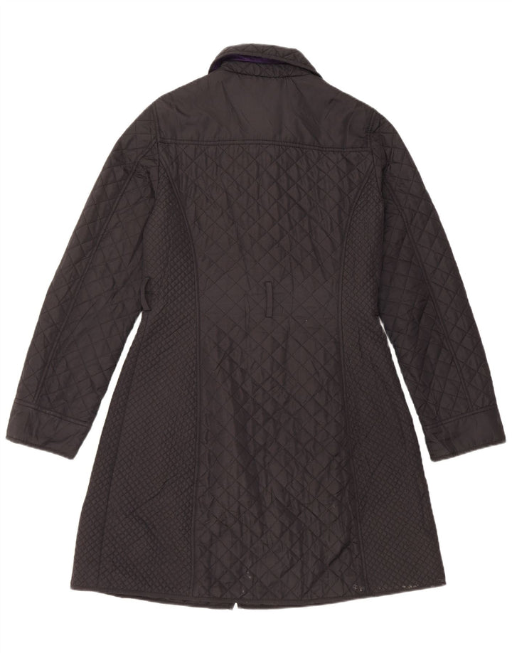 Damski pikowany płaszcz wiatrówka Hobbs UK 10, mały, czarny nylon