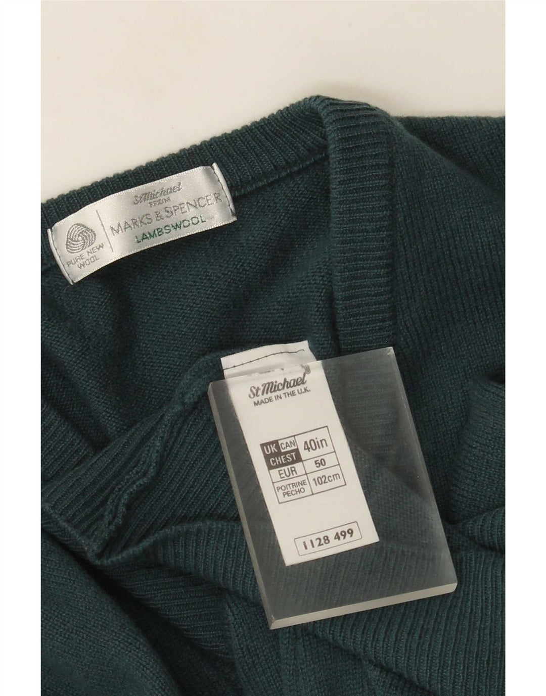Męski sweter Marks & Spencer St. Michael z dekoltem w kształcie litery V, średni zielony