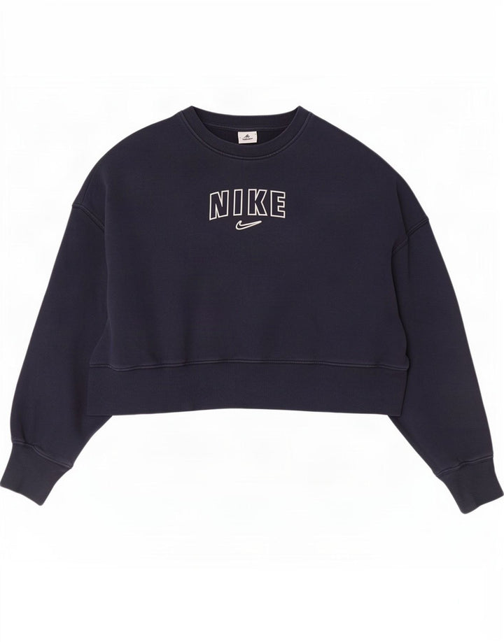 Damska bluza dresowa Nike Oversized Crop Graphic, UK 10, mała, granatowa