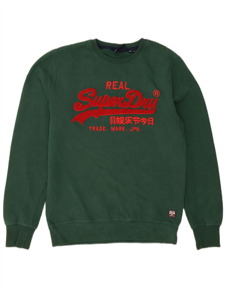 Męski sweter z grafiką Superdry, duży, zielony, bawełniany