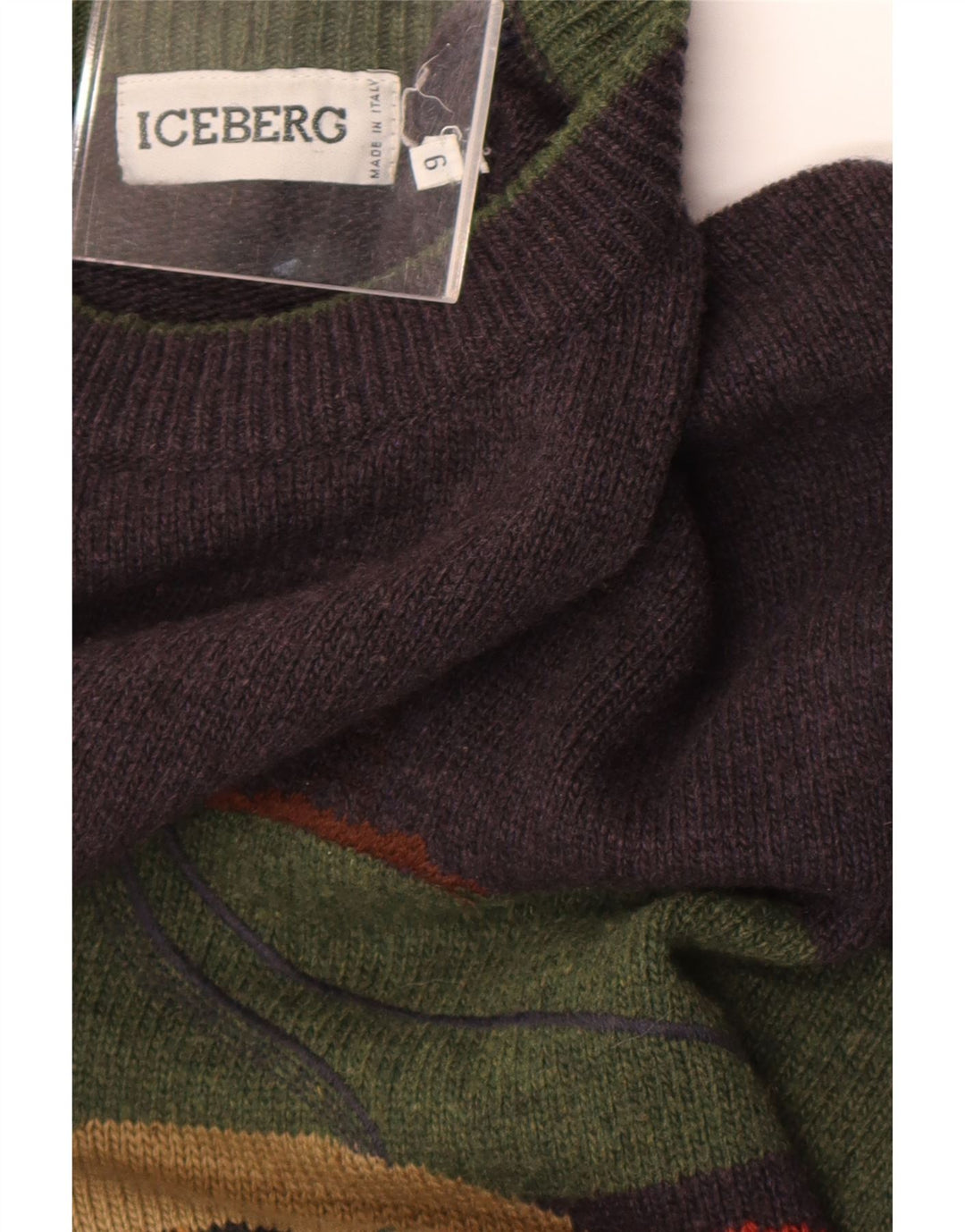 Męski sweter z wycięciem pod szyją Iceberg XL, szary, wełniany, retro