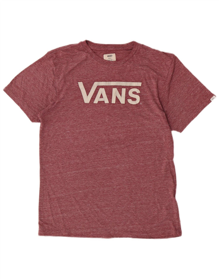Męski T-shirt z grafiką Vans, średni, bordowy, nakrapiany poliester