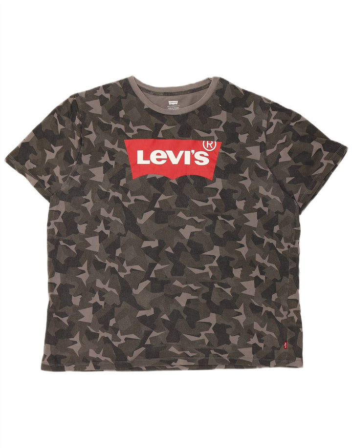 Męski T-shirt z grafiką LEVI'S Top XL, szara bawełna w kamuflażu
