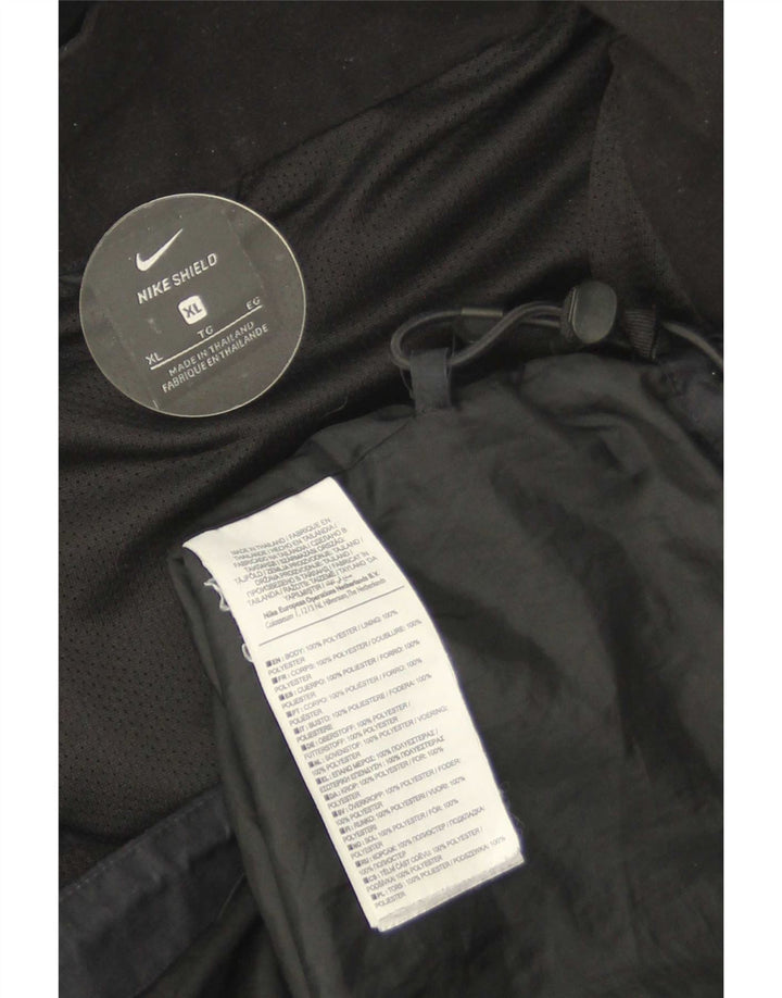 Męska kurtka przeciwdeszczowa z kapturem Nike UK 42 XL, czarna, poliestrowa