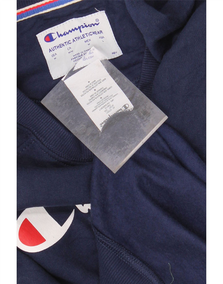 CHAMPION Mens Graphic Sweatshirt Jumper Medium Navy Blue Cotton