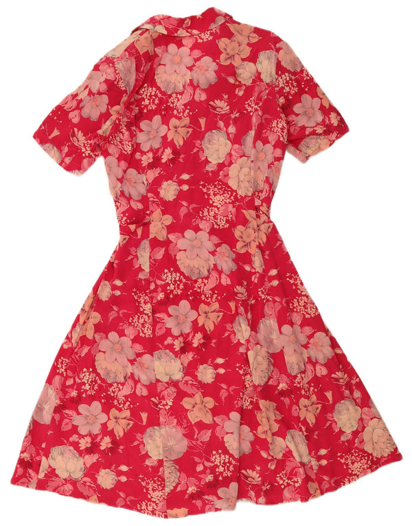 Vintage Womens A-Line Dress UK 12 Medium Red Floral
