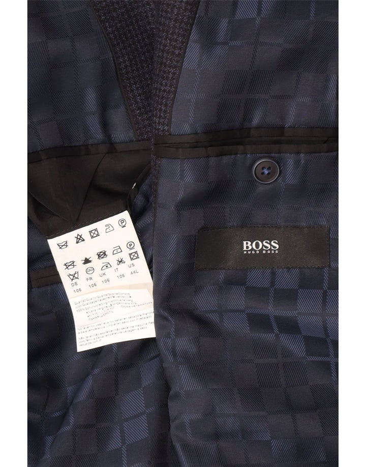 Męska marynarka zapinana na 2 guziki Hugo Boss UK 42 XL Granatowa pepitka