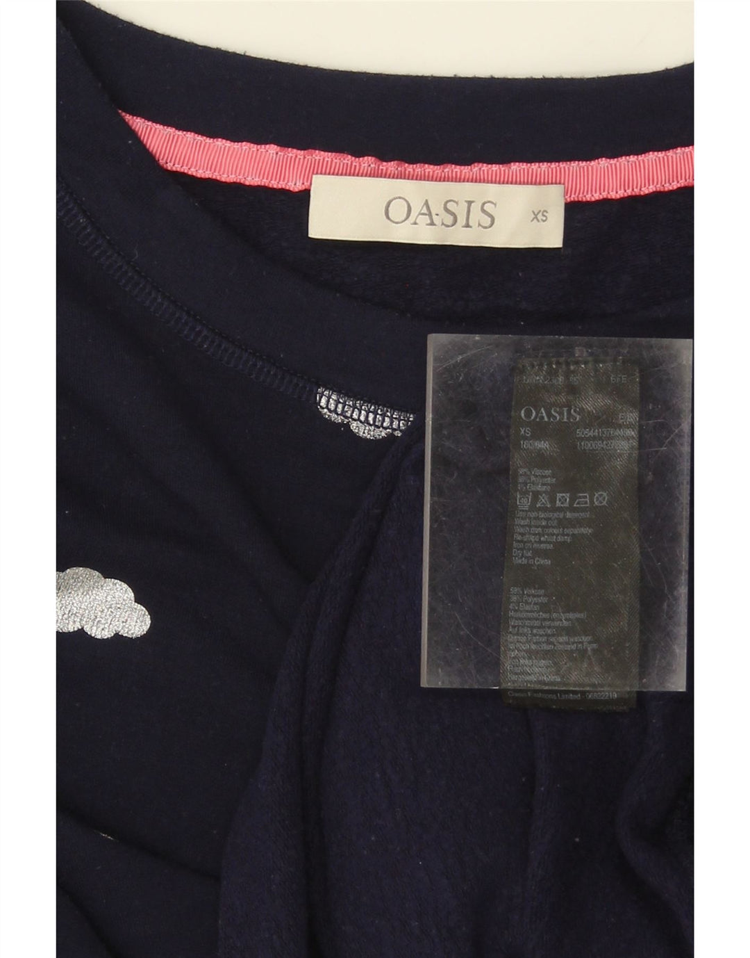 OASIS Womens Oversized Sweatshirt Jumper UK 6 XS Navy Blue Vintage Oasis and Second-Hand Oasis from Messina Hembry 