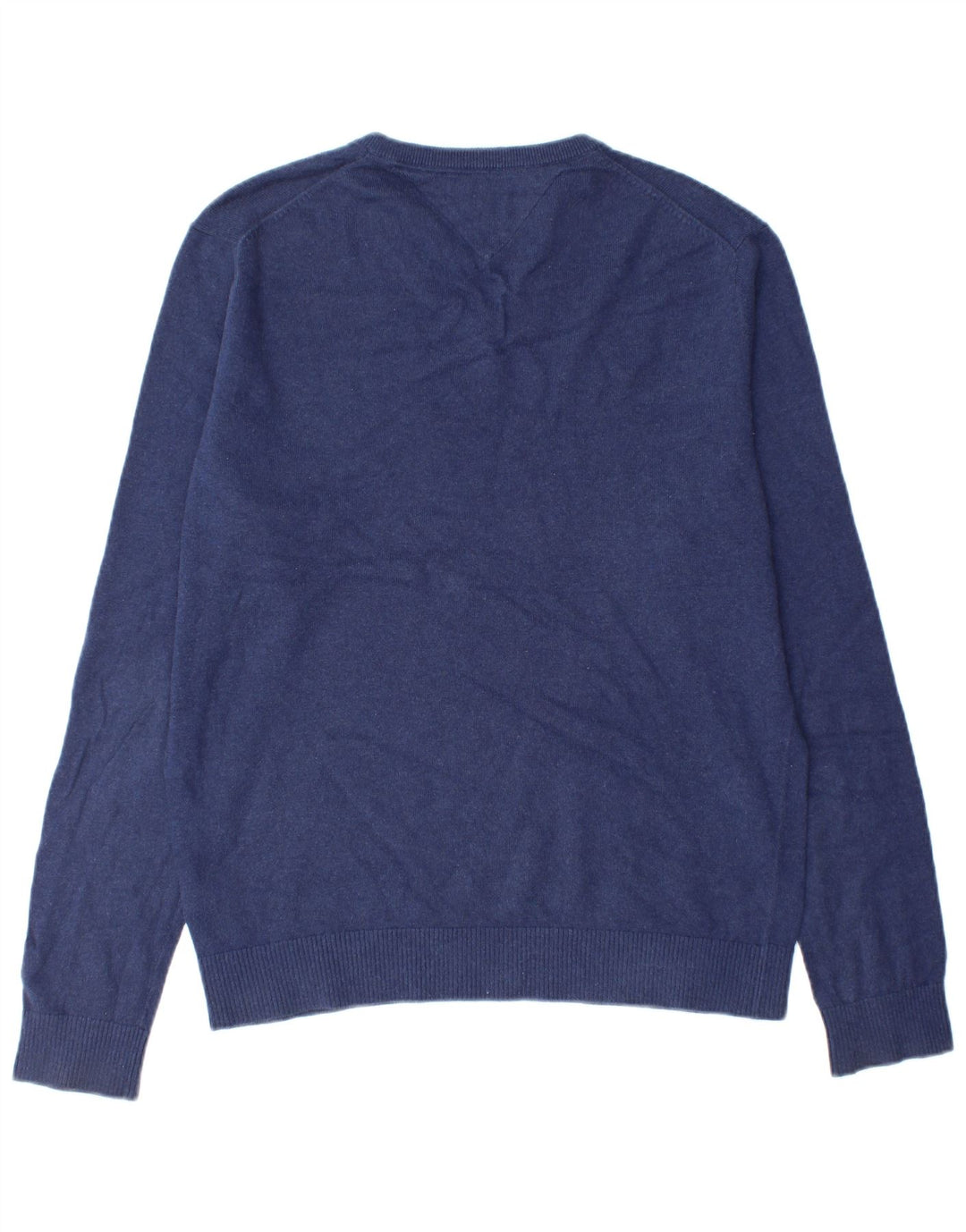 Męski sweter Tommy Hilfiger z dekoltem w kształcie litery V, duży, niebieski, bawełniany