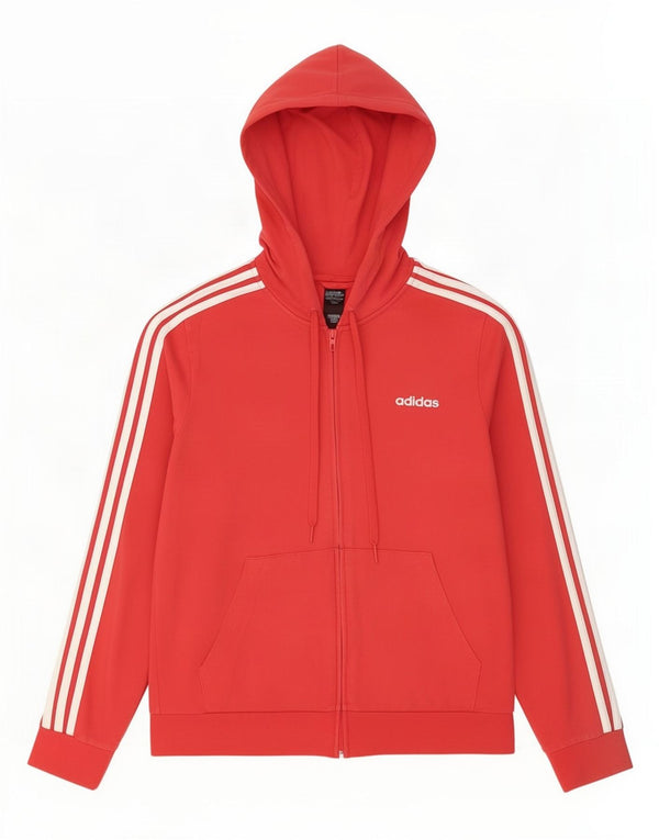 Damski sweter z kapturem i zamkiem błyskawicznym Adidas UK 16/18, duży, czerwony, bawełniany