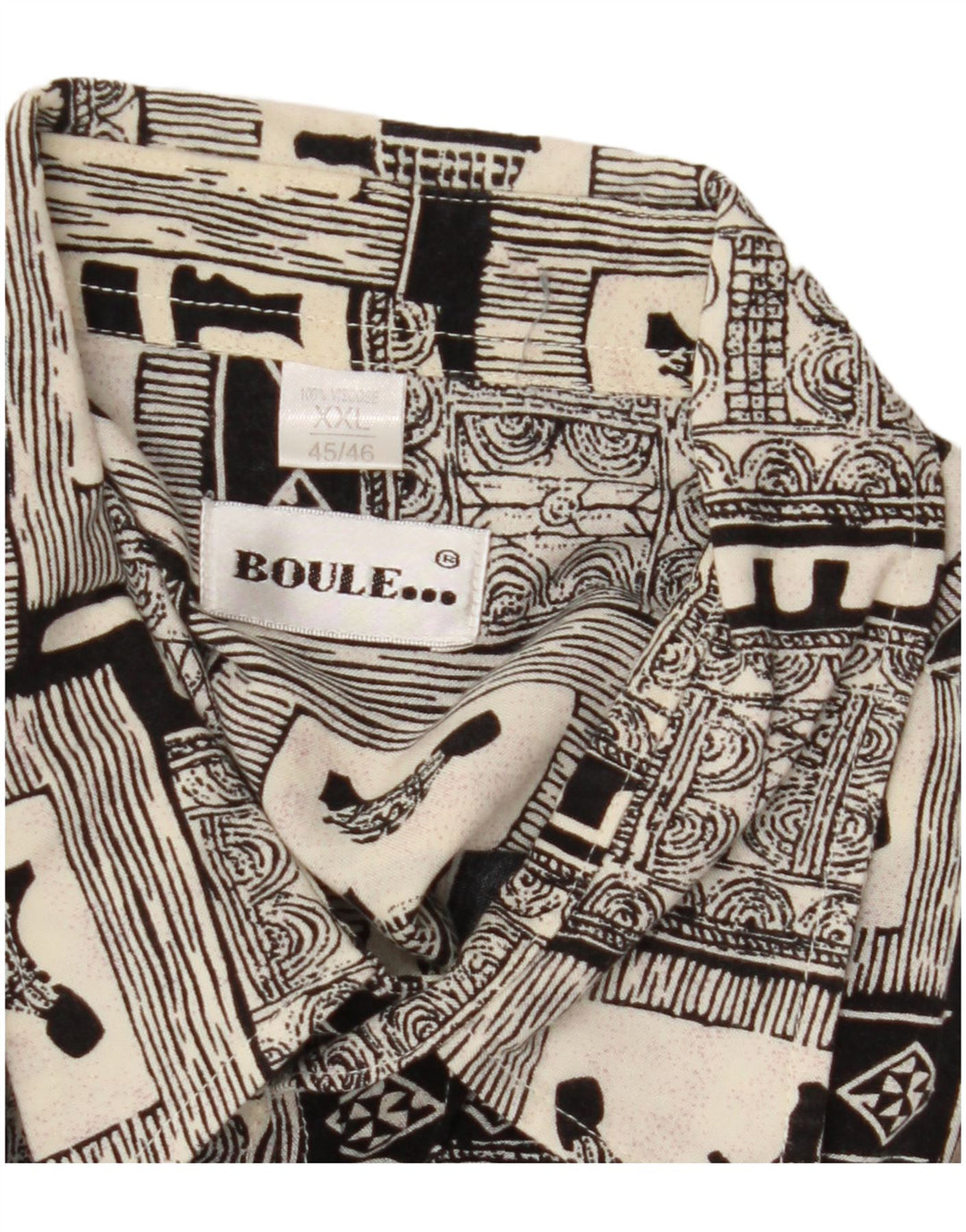 Koszula męska z krótkim rękawem BOULEE Rozmiar 45/46 2XL Czarna patchworkowa wiskoza