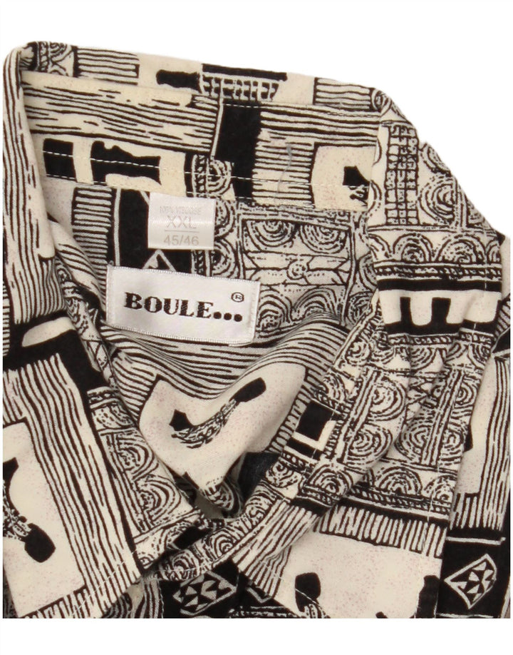 Koszula męska z krótkim rękawem BOULEE Rozmiar 45/46 2XL Czarna patchworkowa wiskoza