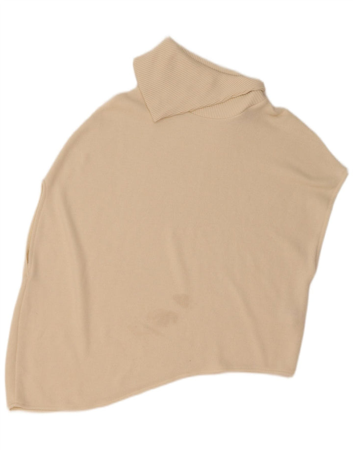 Damski asymetryczny sweter poncho Zara UK 10 Small w kolorze złamanej bieli, wiskoza