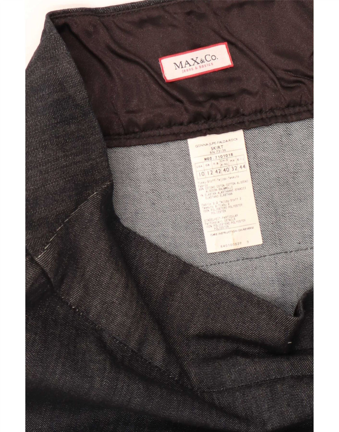 Max & Co. Damska spódnica mini warstwowa UK 12 Medium W32 Granatowa bawełna