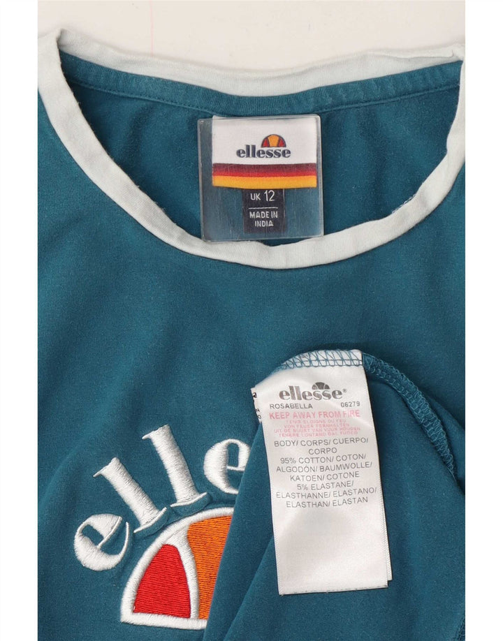 Damska koszulka graficzna Ellesse Top UK 12, średnia niebieska bawełna