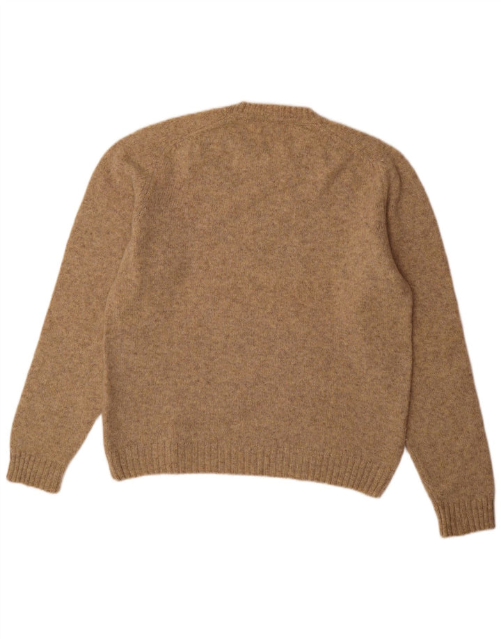 Męski sweter Zara z okrągłym dekoltem i dużą beżową wełną w plamki