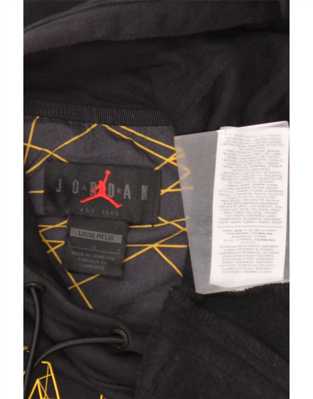 Męski sweter z kapturem JORDAN Paris, graficzny, o luźnym kroju, duży, czarny, geometryczny