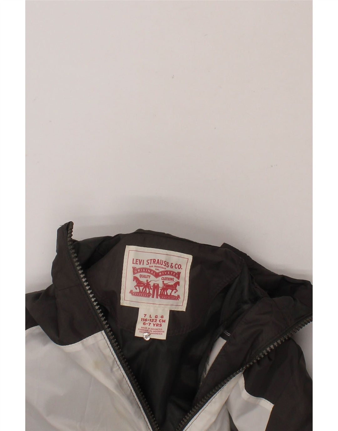 LEVI'S Boys Hooded Tracksuit Top Jacket 6-7 Years Large  Grey Colourblock Vintage Levi's and Second-Hand Levi's from Messina Hembry 