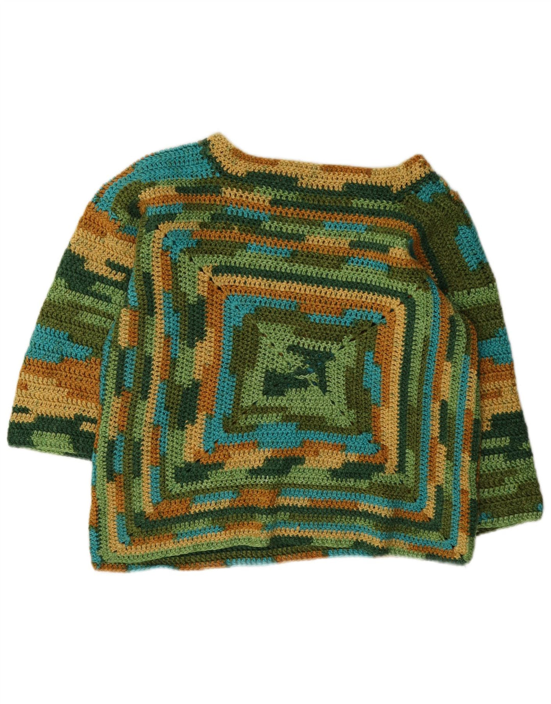 Sweter damski w stylu vintage z dekoltem w łódkę, UK 14, średni, wielobarwny