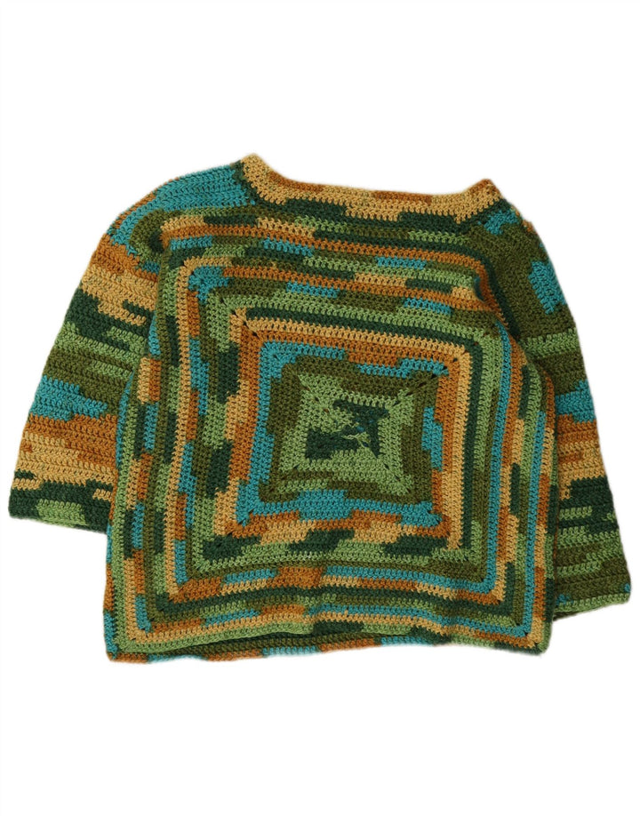 Sweter damski w stylu vintage z dekoltem w łódkę, UK 14, średni, wielobarwny