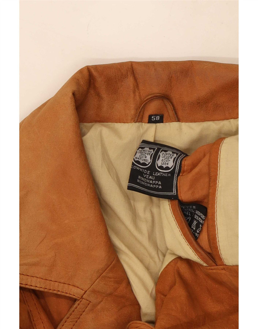 Vintage męska skórzana marynarka zapinana na 3 guziki EU 58 4XL brązowa