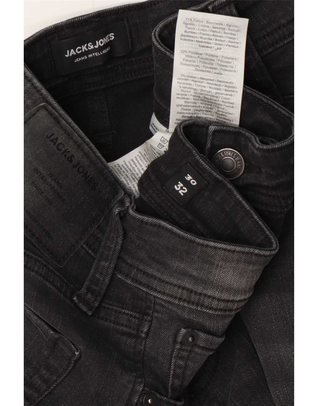 Męskie jeansy Jack & Jones GLENN Slim W30 L32, czarne, bawełniane