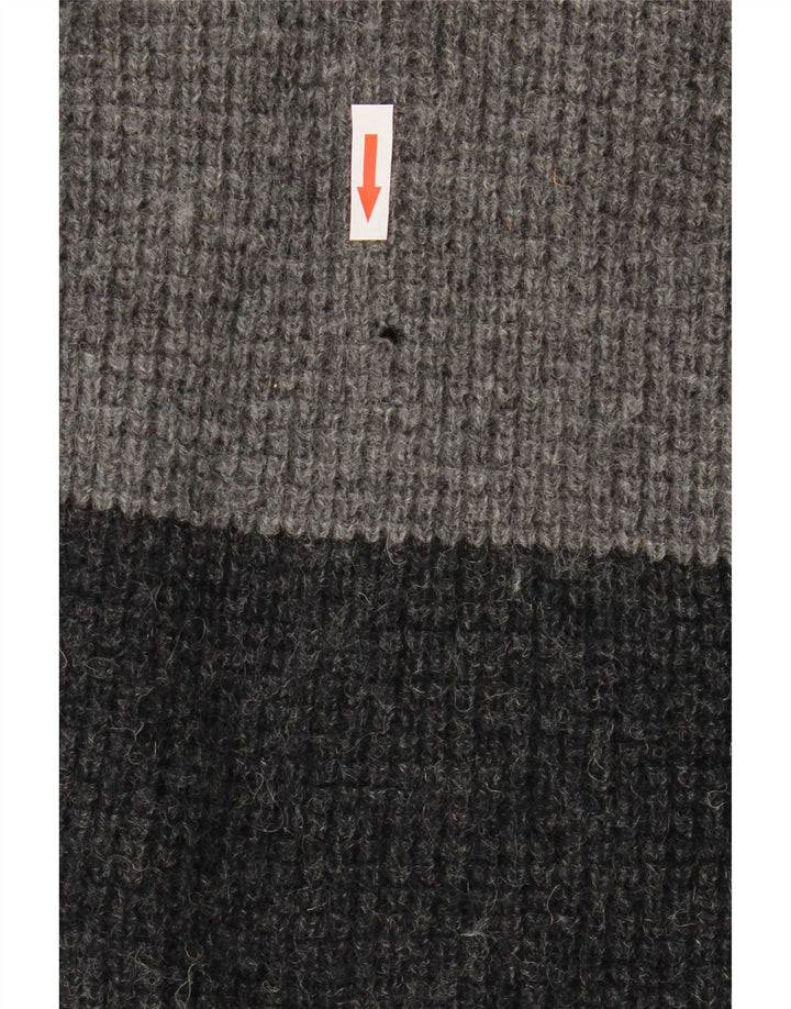 Męski sweter Levi's z dekoltem w kształcie litery V, duży, szary, z czystej wełny z blokami kolorów