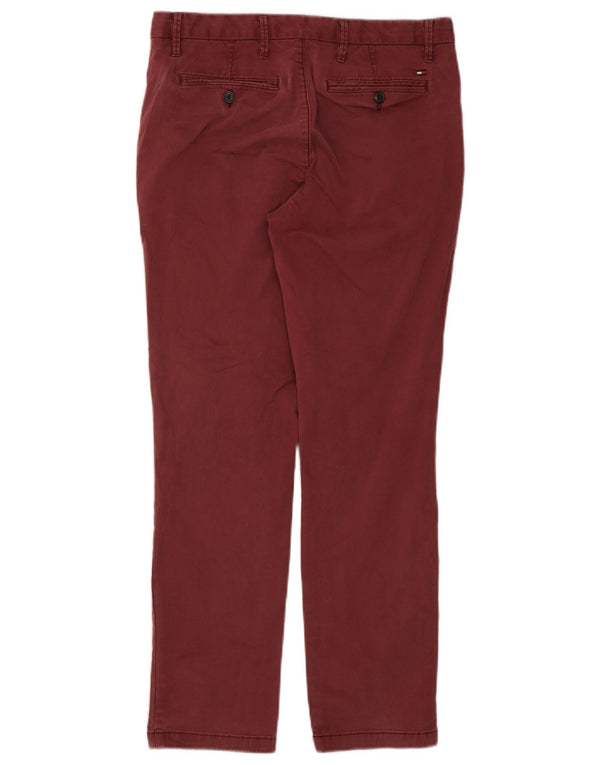 Męskie proste spodnie chino Tommy Hilfiger W32 L30 Bordowa bawełna