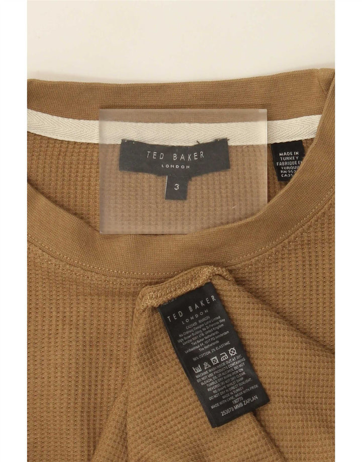 Ted Baker Męski top z długim rękawem, rozmiar 3, średnio beżowy, bawełniany