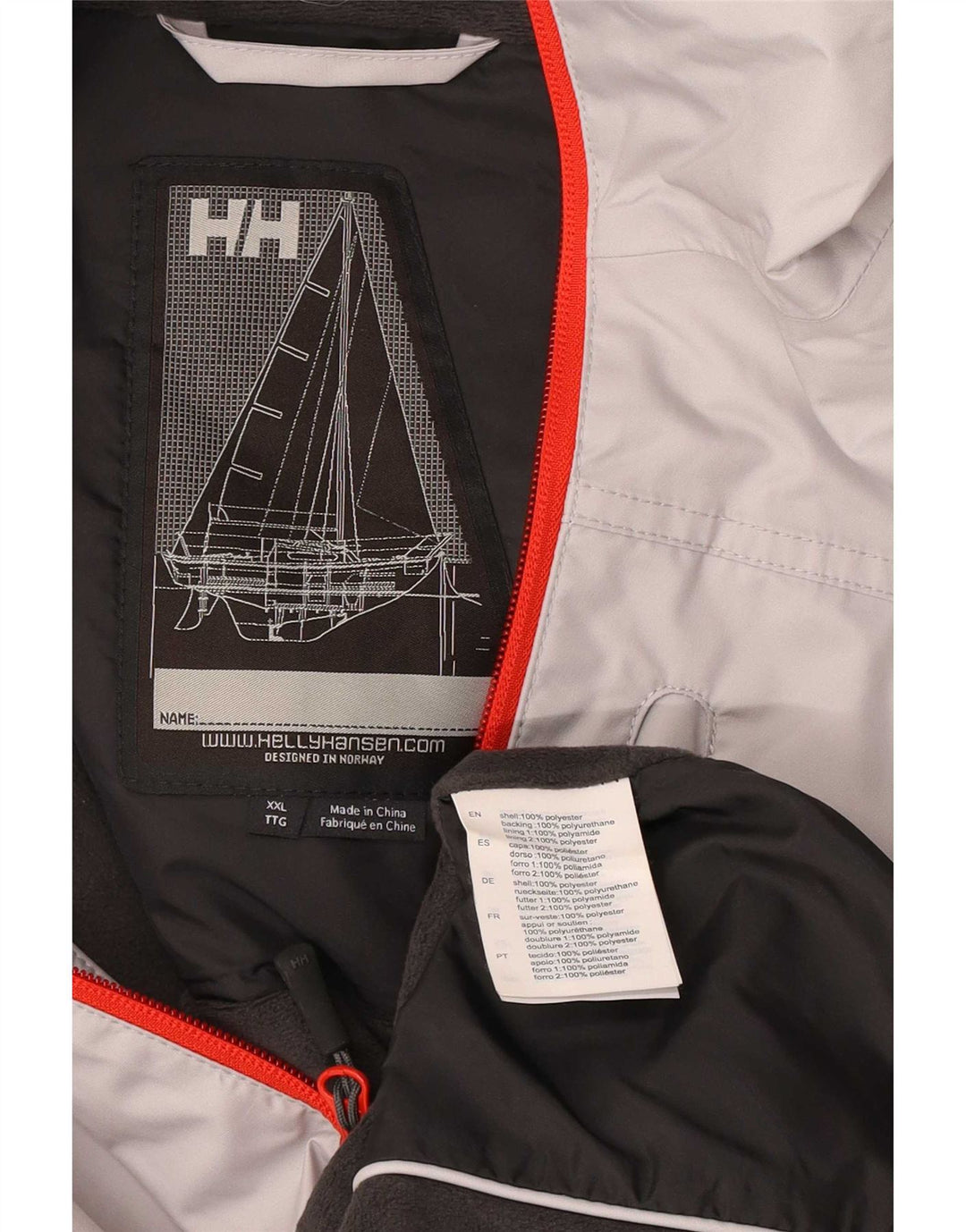 Helly Hansen Męska kurtka przeciwdeszczowa z grafiką żeglarską UK 44 2XL Szary poliester