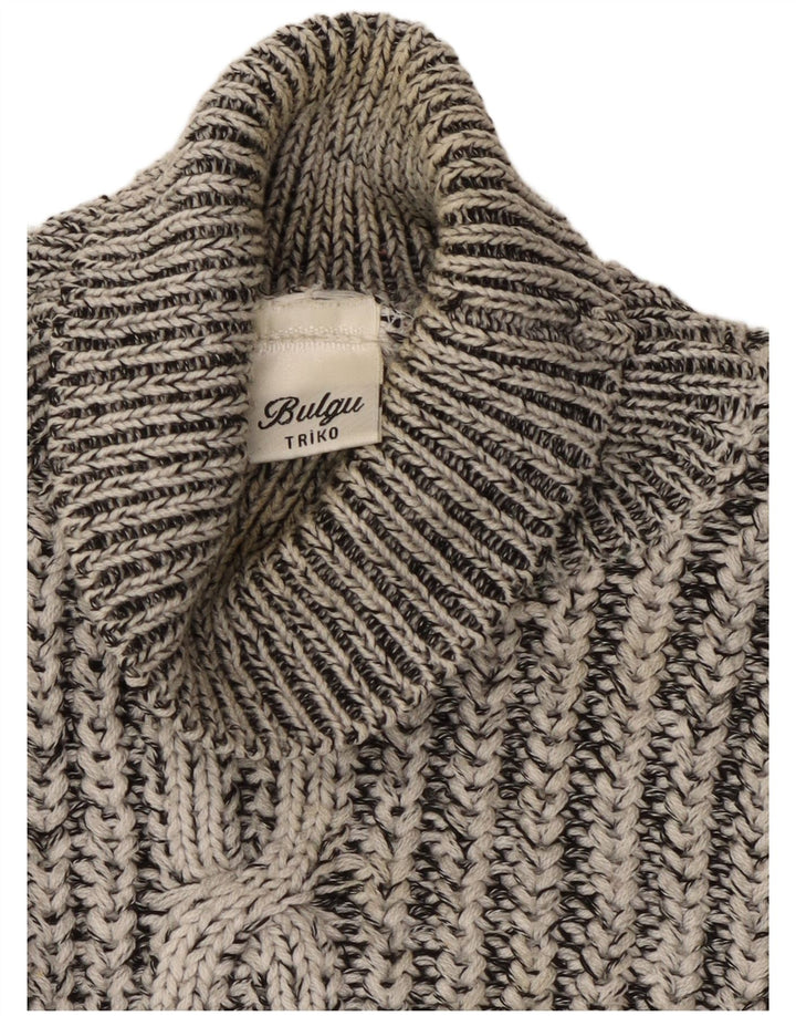 Vintage damski sweter z golfem UK 16, duże szare paski
