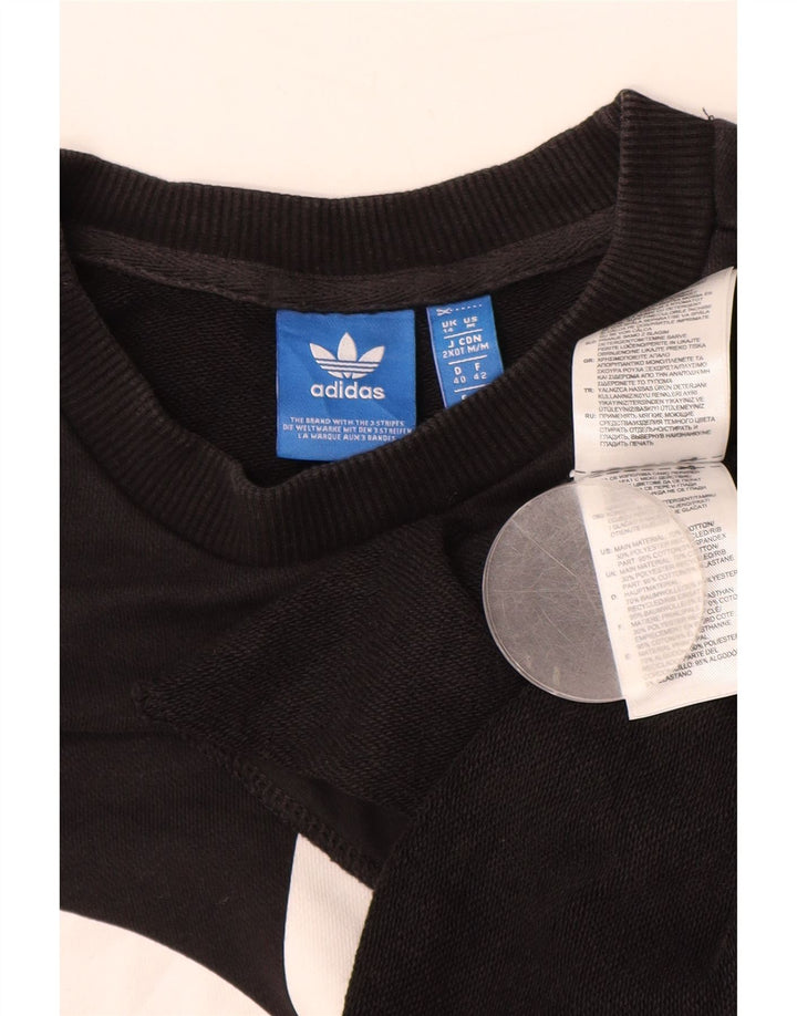 Damska bluza z grafiką ADIDAS, UK 14, duża, czarna, bawełniana