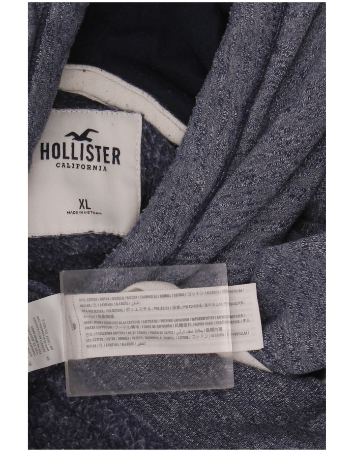 HOLLISTER Męski sweter z kapturem i grafiką XL, bawełniany w niebieskie plamki